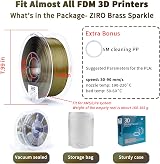 ZIRO Glitter Multicolor PLA Filament 1.75mm 1kg Brass Sparkle Rainbow view 5