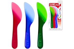 THE SKrAPr Spreaders Set - 3 Pack - Reusable Plastic Knives for Butter, Cream Cheese, Jelly, Peanut Butter, Icing, Condiments - Slice Bread or Decorate Baked Goods, Pastries, Sandwiches - BPA Free - Assorted Colors