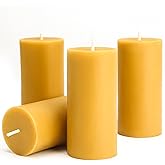 Natural Beeswax Candles 4 Packs, Beeswax Pillar Candles with 140 Hours Burn Time, Organic Emergency Candle Long Burning for Home Room, Smokeless & Dripless, 2x4 inch
