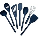 GreenPan Silicone 7 Piece Cooking Utensil Set, Ladle, Turners, Spatula, Spoons, Whisk, Flexible Nonstick Kitchen Tools Rigid Steel Core, Heat-Resistant, Anti-Slip Handle BPA-Free Dishwasher Safe, Blue