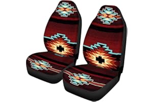 TOADDMOS Trendy Southwest Design Navajo Print Universal Front Seat Covers 2 pcs,Vehicle Seat Protector Car Mat Covers,Fit Most Cars,Sedan,SUV or Van