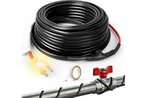 HEATIT JHSF 15ft Pipe Heat Tape for Pipe Freeze Protection, Energy-Saving, Self-Regulating Heating Cable for Metal And Plastic Home Pipes, Keeps Water Flowing at -40°F, ETL Listed, 120V