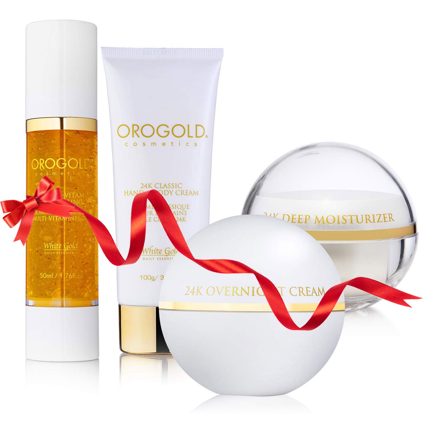Orogold 24K Skincare Set 3 - Curated Pack Of 4 Skin Essentials - Contains 24K Deep Moisturizer, 24K Hand and Body Cream, 24K Multi Vitamin Deep Peeling and 24K Overnight Cream