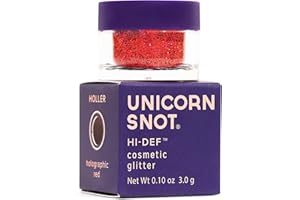Unicorn Snot Holographic Hi-Def Cosmetic Glitter - Face & Body Glitter, Glitter Eyeshadow Makeup - Vegan & Gluten Free - 0.10oz/3g (Holler/Holographic Red)