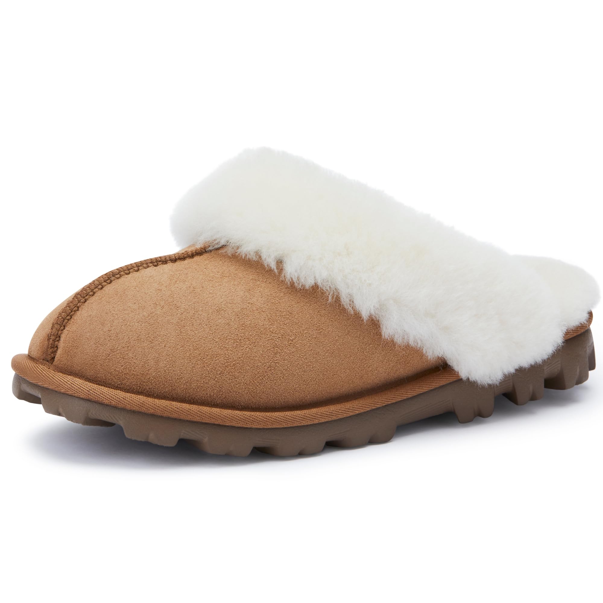 WaySoft Women's Genuine Australian Sheepskin Slippers, 18mm Wool Pile, Memory Foam, Durable Anti-Slip EVA Sole Image