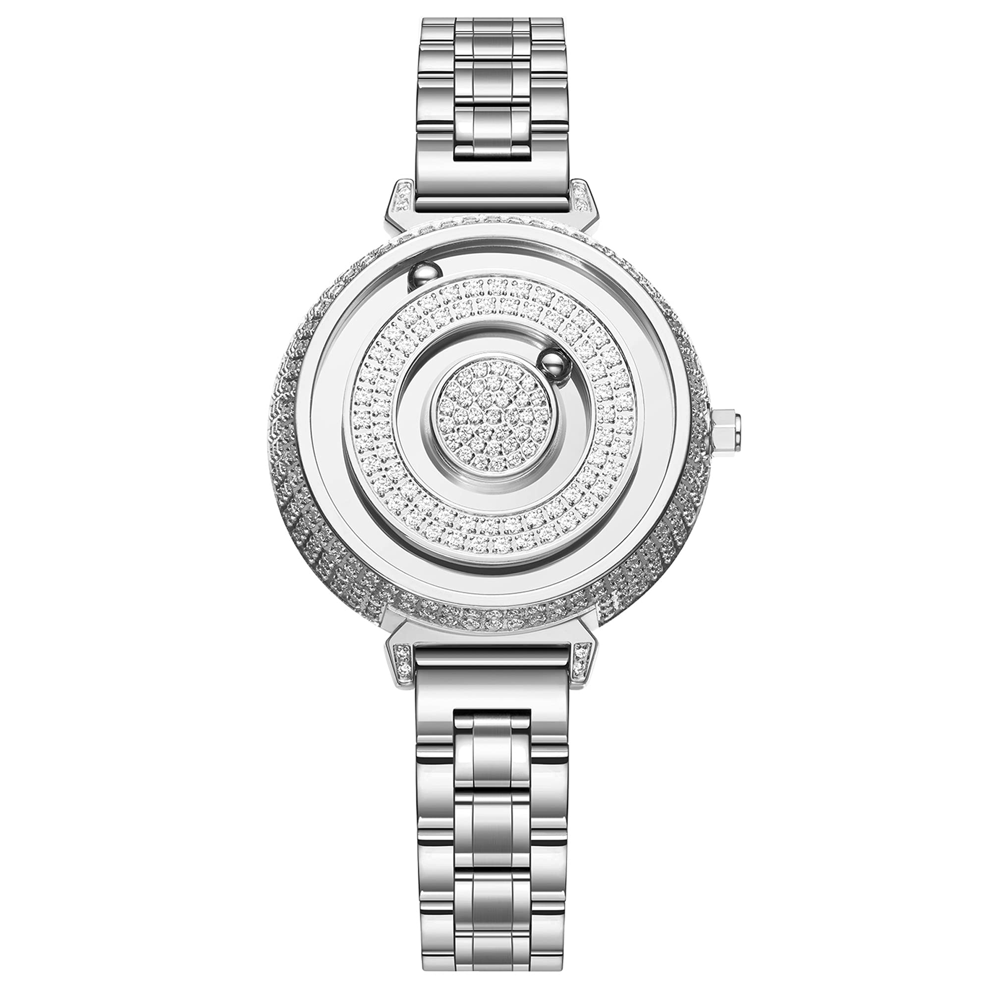 EUTOUR Ladies Watches Watches for Women Magnetic Watches Swiss Quartz Wrist Watch Stainless Steel Starp Sliver 36mm