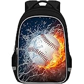 Fitvc School Backpack for Boys - Baseball Boys Backpack for Kids Children Elementary Middle School - 17 Inch Sport Bookbag Travel Back Pack for Ages 6-14