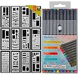10-Colors Bullet Journaling Pens and 12-Pieces Drawing Stencils Perfect for Planner Bullet Journaling Writing Note Taking Notebook Diary Calendar and School Office Supplies (22 PCS) (22 pcs)