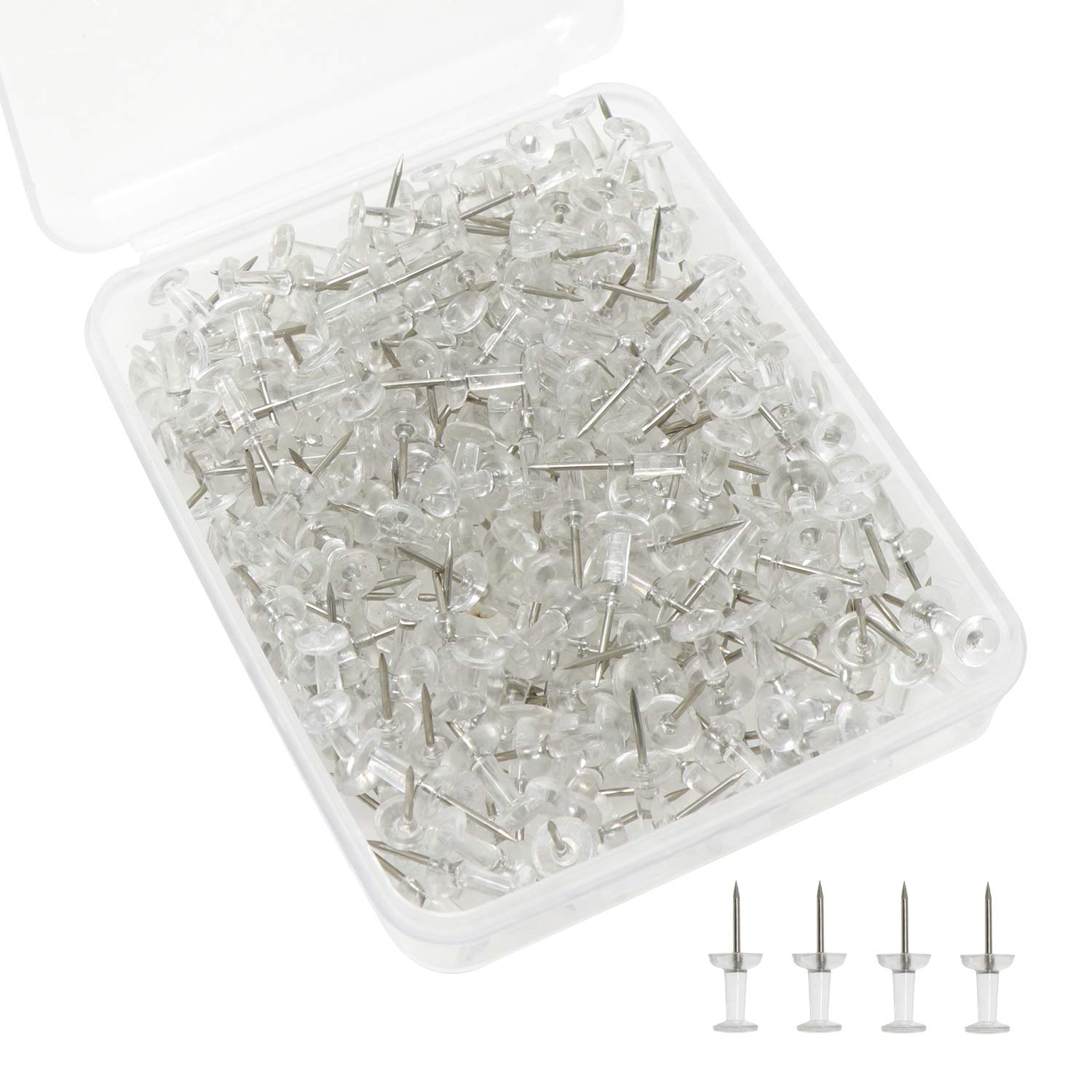 Waycreat 250 Pieces Push Pins Thumb Tacks Clear