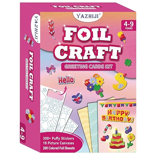 Foil Art Craft Kits for Kids , Fun Card Making Set -free Magical Activity for Child DIY Printing Craft Kit, Gifts for Ages 4 5 6 7 8 9 10 11 12 Years old, Art Supplier Travel Toys for Boys Girls