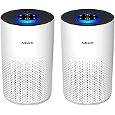 2 Pack Air Purifiers for Home Bedroom, ADTARK Air Cleaner with H14 True HEPA 3-in-1 Filter, Sleep Mode & Aroma Function, 3 Light Modes, Room Air Purifier with 3 Timer for Office, Dorm, Hotel (White)