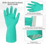 sourcing map Nitrile Chemical Resistant Gloves Small Green Anti-Slip Protective view 3
