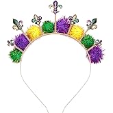 CEALXHENY Mardi Gras Headbands for Women, Mardi Gras Accessories, Mask Fleur De Lis Hairbands Carnival Parade Party Favors
