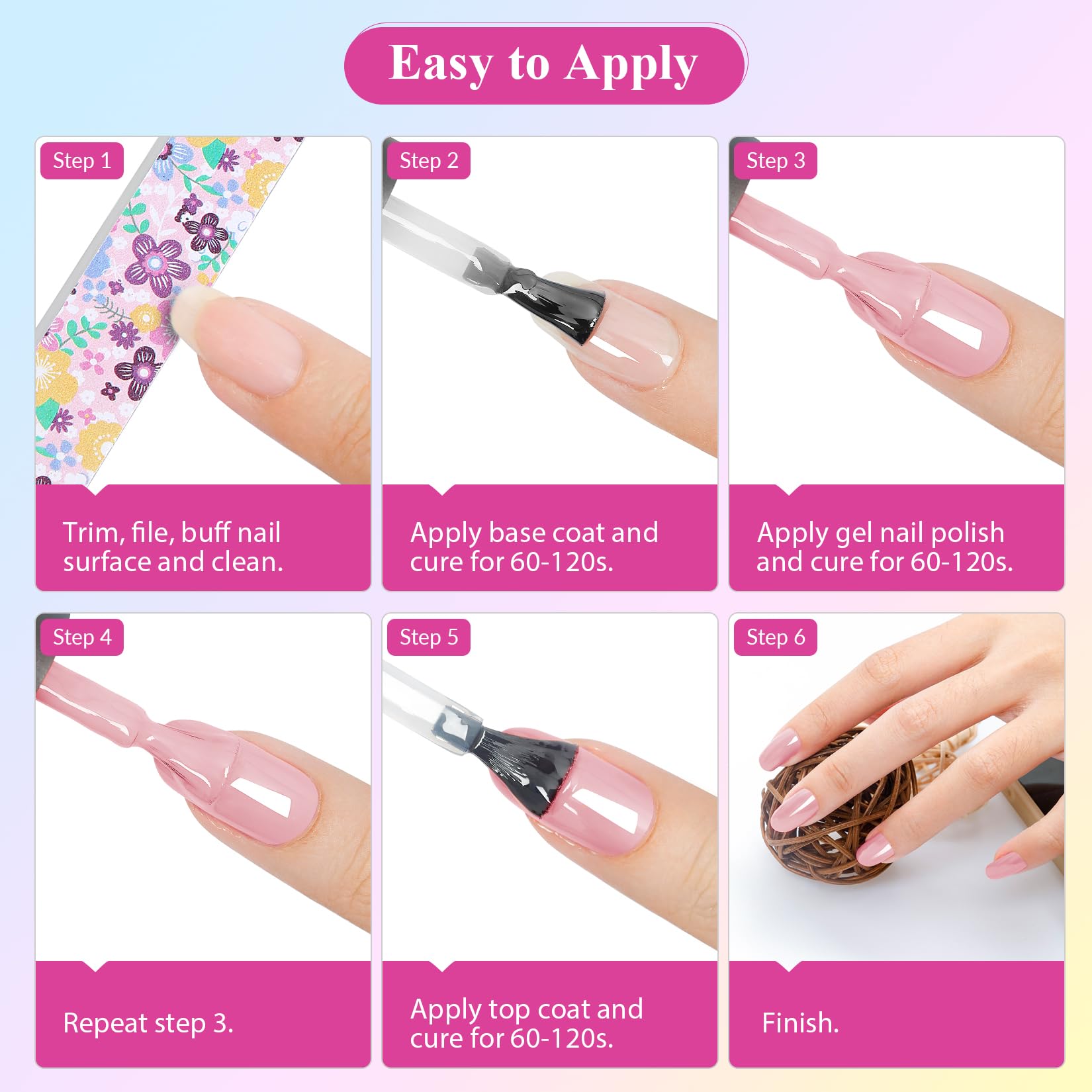 VANREESA 42 Pcs Gel Nail Polish Kit with U V Light 24 Popular Colors Gel Polish Nail Kit Green Blue Purple Pink Orange Complete Nail Kit with Manicure Tools Gifts for Women Girls - Image 7