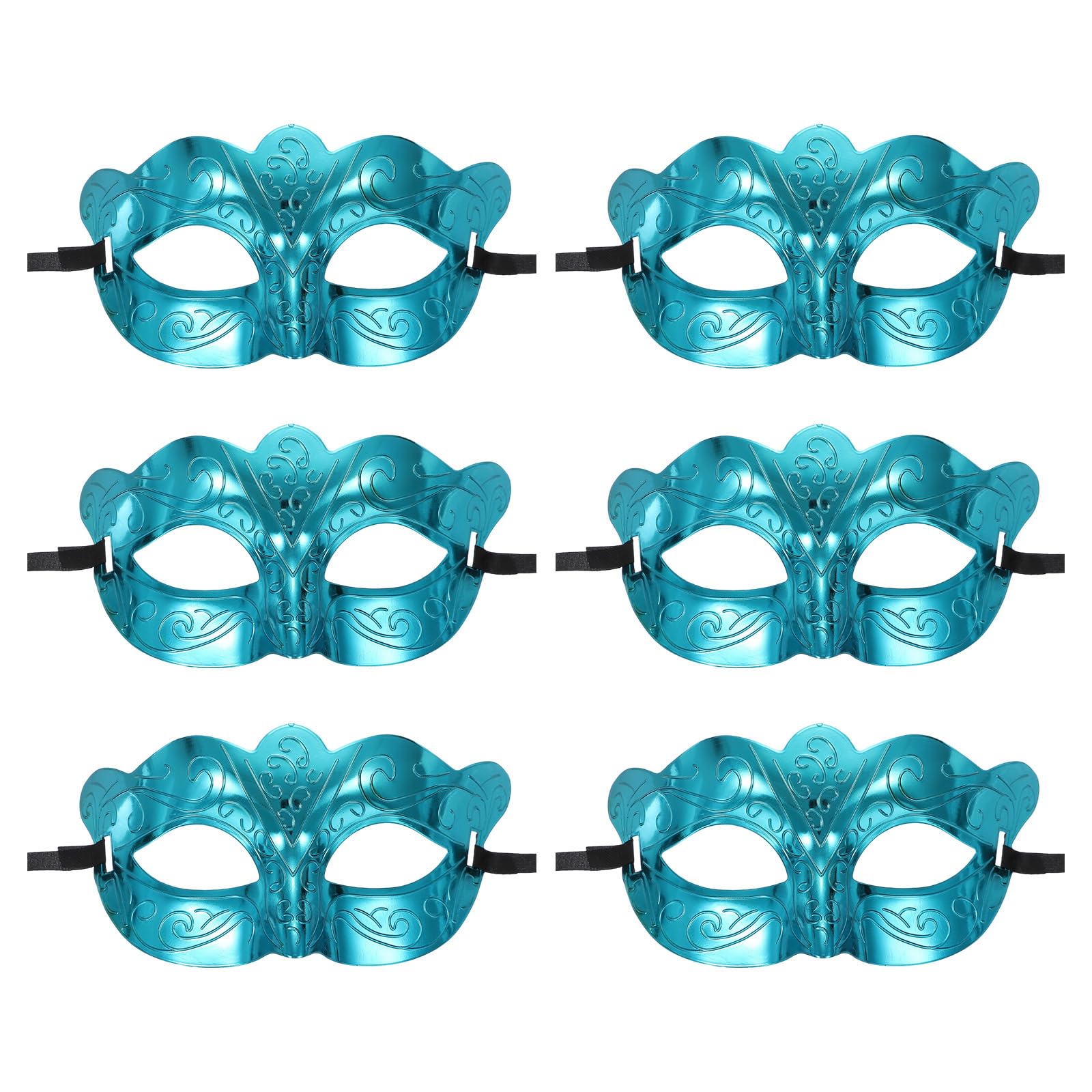 sourcing map 6 Pcs Masquerade Mask, Mardi Gras Mask for Men Half Face Halloween Costume for Masquerade Party Prom Ball Birthday Gras, Blue Male Jazz Style