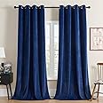 Joydeco Royal Blue Velvet Curtains 90 inch Curtains, Luxury Grommet Blackout Curtain 2 Panels, Thermal Insulated Privacy Room Darkening Window Drapes for Bedroom Living Room Home Theatre (52Wx90L)