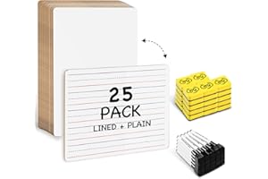 Ohuhu Small White Boards for Kids, 25 Pack, 9 x 12 Inch Mini Whiteboards for Students, Teacher &Classroom, Double Sided Lined