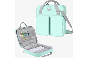 egiant 3 Inch 3 Ring Zipper Binder with Shoulder Strap & Handle & Multi-Pocket - 3" Binder with Zipper for School, Compatible with 13-Inch MacBook/Tablet -Patent Design Light Blue
