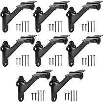 RealPlus 12-Pack Handrail Bracket – 3 Inch Zinc Alloy Stair Railing Brackets With Screws, Black, Holds Up To 220 Lbs – For Indoor/Outdoor Stairs, Hallways & Entries