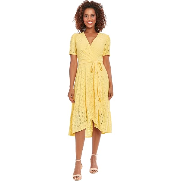 MOON RIVER Midi Dress with Embroidery Eyelet Detail Terracotta SM at Amazon  Women's Clothing store