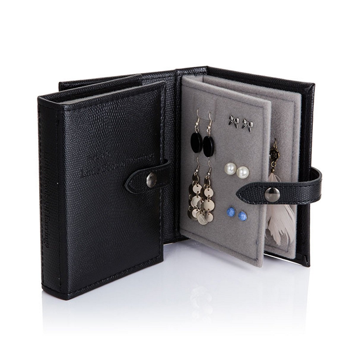 Little Little Book Of Earrings Storage - Small Mock Crocodile Black