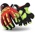 HexArmor GGT5 Series 4021X High Vis Work Gloves with Cut Resistance and Impact Protection, Large