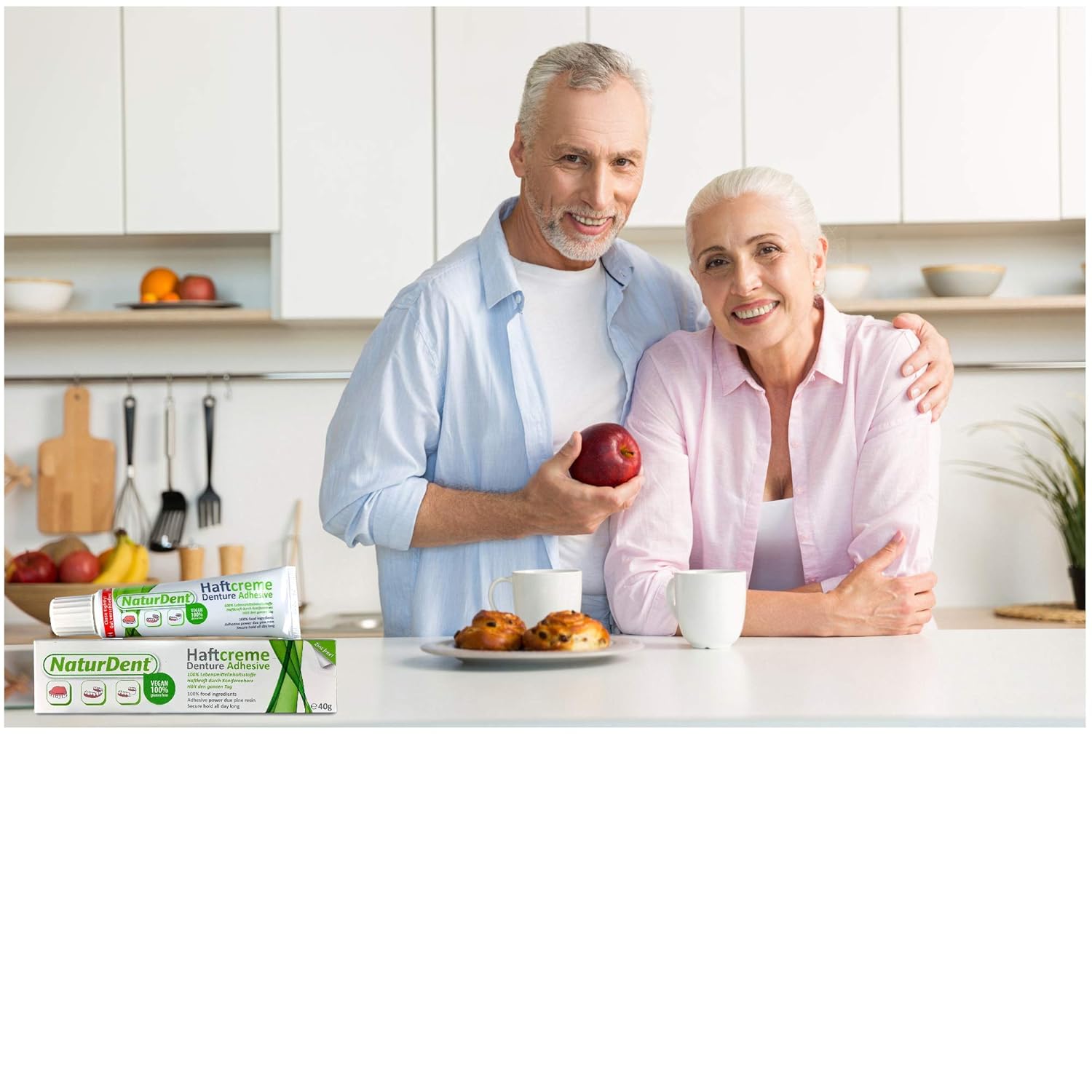 Natural Strong Waterproof Denture Adhesive | Holds Dentures Longer and Stronger | NO Yucky Taste NO Zinc NO Paraben | Smile and Eat with Confidence Great Present for Anyone with Full Partial Dentures : Beauty