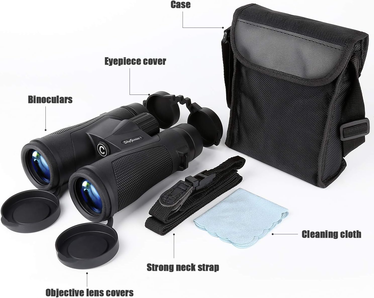 SkyGenius 10x42 Binoculars for Bird Watching, Antifog Waterproof Binoculars for Adults, Bak-4 Roof Prism Quick Focus HD Binoculars for Sporting Event Sightseeing with Strip : Camera & Photo