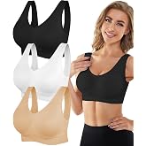YADIFEN Womens Sports Bras 3/4/6 Pack Wireless Seamless Yoga Sleep Bra | Removable Pads,Light Support,Soft Seamless Stretch,Smooth Under Clothes,Breathable Comfortable,OEKO-TEX Certified Fabric