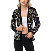Anna-Kaci Women's Sparkly Sequin Cardigan Long Sleeve Open Front Glitter Party Sequin Blazer Jacket