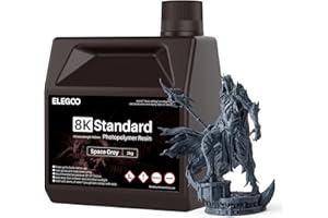 ELEGOO 8K Water Washable Resin, High Precision 3D Printer Resin, 405nm Fast UV-Curing Photopolymer Resin, Compatible with Saturn Mars Jupiter MSLA DLP LCD 3D Printer, Space Grey 2000g