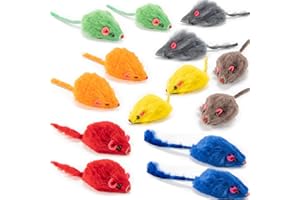 Yangbaga Mice Rattle 14 Pack, Cat Toys Rainbow Mice for Cats and Kittens (14 pcs Rainbow mices)