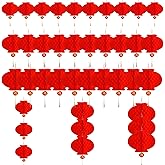 Cokacot 30 PCS Red Lanterns Chinese New Year Lucky Hanging Ornaments Lunar New Year Decoration Chinese New Year Party Supplie
