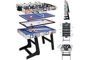 Multi Game Table HLC Portable Multi Game Combination Table Set 4ft Game Table with Accessories, Foosball Table,Ping Pong,Pool