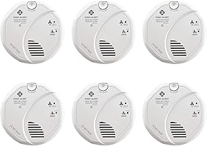First Alert BRK SC7010BV-6 Hardwired Smoke and Carbon Monoxide (CO) Detector with Photoelectric Sensor, 6-Pack