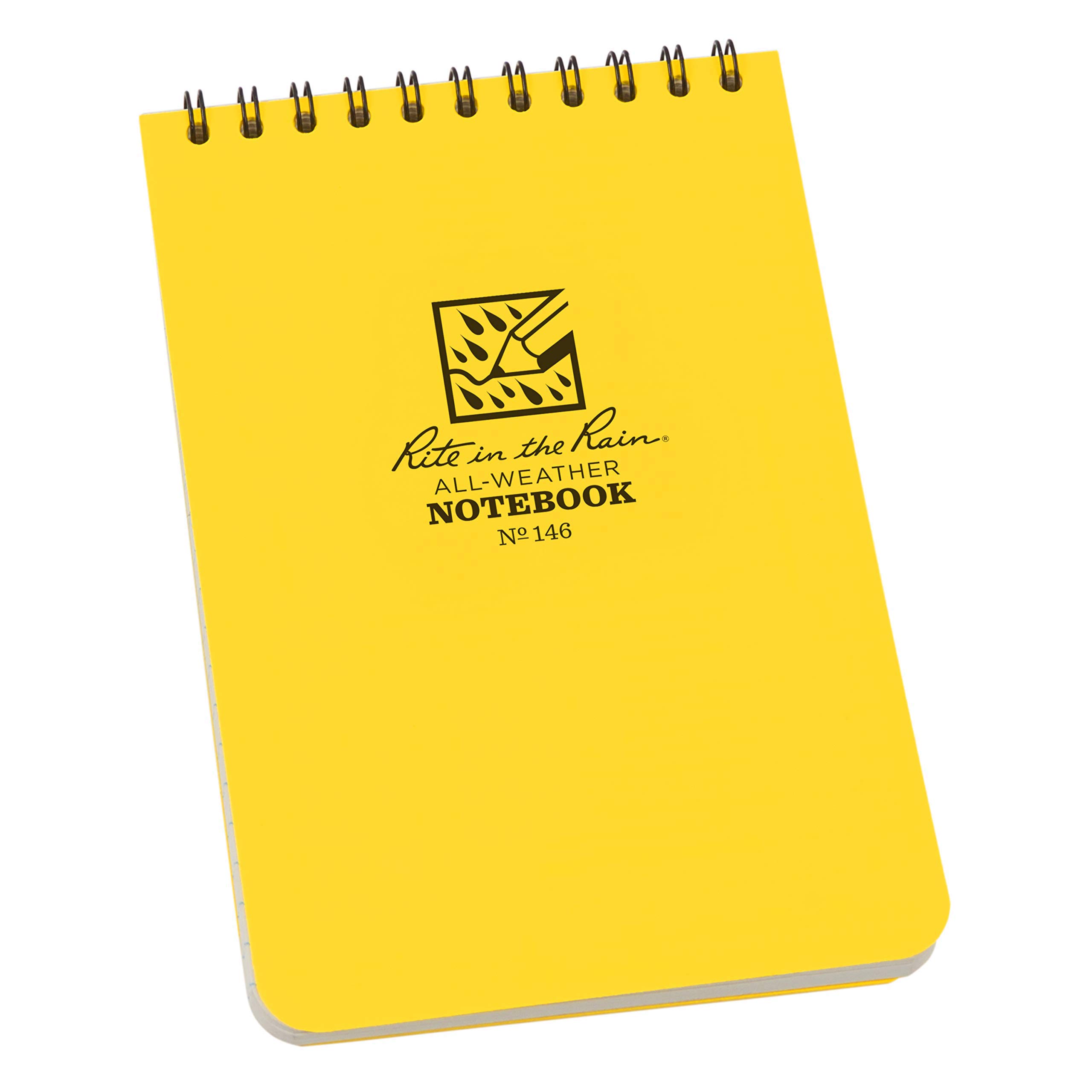 Rite in the Rain Weatherproof 4" x 6" Top Spiral Notebooks, Yellow Cover, Universal Pattern, 6 Pack (No. 146L6) — image 1
