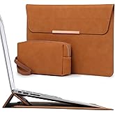HYZUO 15-16 Inch Laptop Sleeve Case with Stand for MacBook Pro 16 M4/M3/M2/M1 2026-2019, MacBook Pro 15 2015-2012, XPS 15, Samsung Galaxy Book 15, Brown(Smiley)