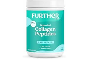 Further Food Unflavored Collagen Peptides Powder - 100% Grass-Fed, Hydrolyzed Type 1 & 3, 20g of Collagen per Serving, Supports Skin, Hair, Nails & Joints, 1.5 lb
