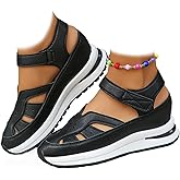 Orthopedic Shoes for Women 2026 Summer Comfortable Platform Hollow Out Breathable Wedge Sneakers Closed Toe Sandals Wide With Fit Sport Sandals with Ankle Strap Dress Beach Shoes