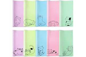 Sinmoe 20 Pcs Microfiber Cleaning Cloth Cute Kitty Cat Design Microfiber Cloth Gift Soft Multicolor Glasses Cleaner for Eyeglasses Camera Lens Cell Phone Screens Glasses, 6 x 6 Inches