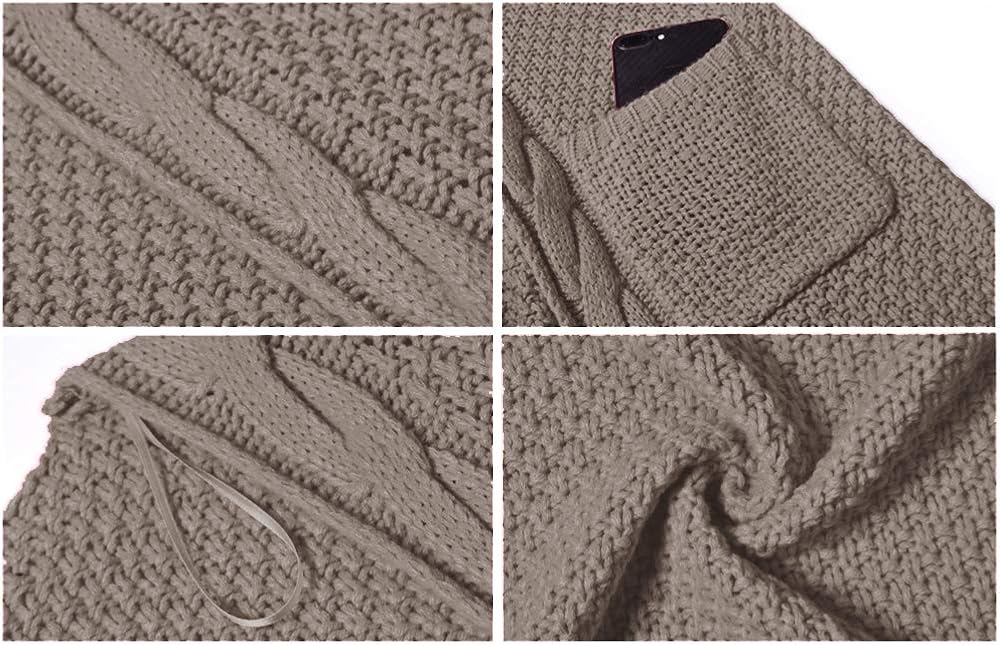 GRECERELLE Women's Loose Open Front Long Sleeve Solid Color Knit Cardigans Sweater Blouses with Pockets at  Women’s Clothing store