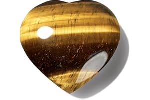 KALIFANO Tiger's Eye Heart - Worry Stone with Healing & Calming Effects - AAA Grade High Energy Crystal with Information Card - Reiki Carving Used for Protection (Family Owned)