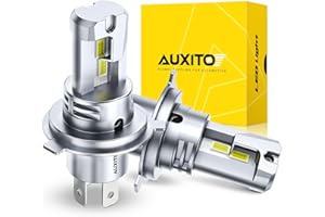 AUXITO H4 Light Bulbs 900% Brighter 6500K Cool White 50,000Hrs Lifespan 360° Lighting 5 Min Install CANBUS Ready No Radio Interference, Pack of 2