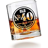 Old No. 40 Whiskey Glass For Men - 40th Birthday Gifts for Him - Unique Scotch Glass - 40th Birthday Decorations and Party Supplies - Perfect 40th Anniversary Idea for Dad, Husband, grandpa, Friend