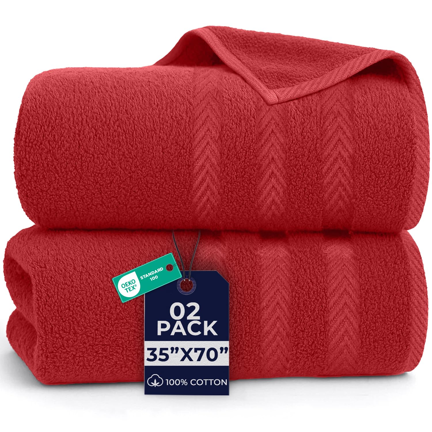 Photo 1 of DAN RIVER 2 Pack Luxury Bath Sheets 35x70, 600 GSM, Soft & Quick Dry 100% Ring Spun Cotton Towels Ideal for Hotels, Spas, Gyms & Salons Extra Large, Red
