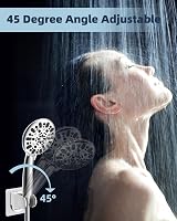 Hibbent Chrome Shower Head Holder Nail Free Wall Mount Adjustable 45° view 6