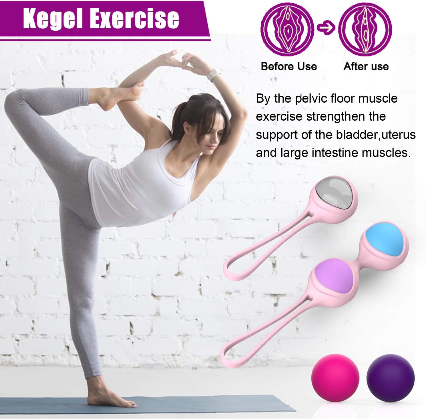 Kegel Exercise Weights - Ben Wa Kegel Balls Weighted Exercise Training Kit - Doctor Recommended Bladder Control Device & Pelvic Floor Exercise for Women & Post-Pregnancy Recover: Health & Personal Care