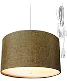HomeConcept2 Light Swag Plug-in Pendant 16" w Chocolate Burlap with Diffuser, White Cord