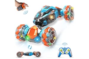 DZXLIN Remote Control Car, Gesture Sensing RC Stunt Car, 2.4 GHz Double-Sided Driving 360-degree Flips Rotating RC Car Toy, 4WD RC Drift Car for Kids Boys Girls Birthday Gift, Age 6 7 8 9+ yr (Blue)