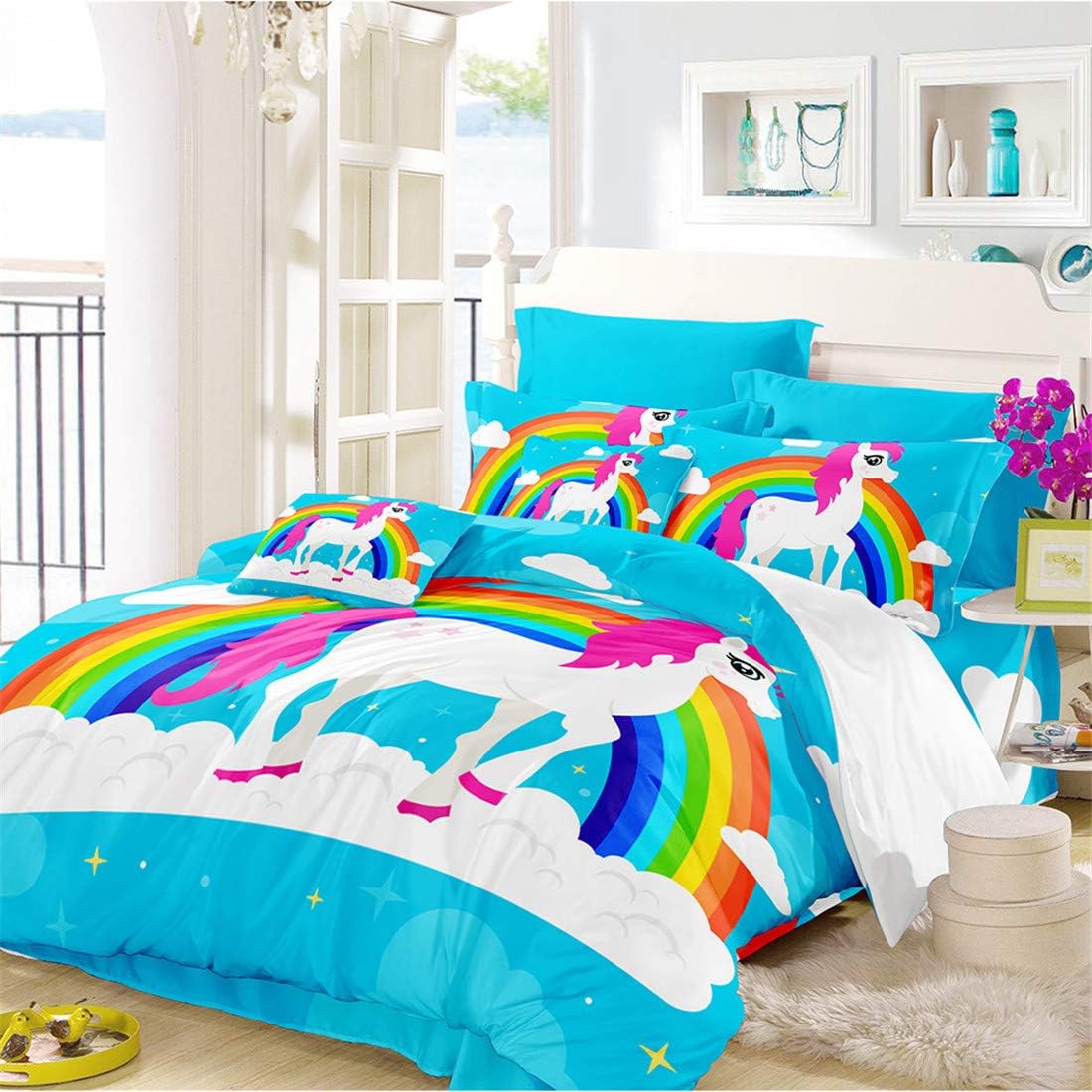 blue unicorn bedding